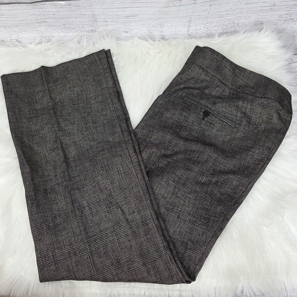 Anne Klein Women's Checkered Straight Leg Stretch Dress Pants - Taupe